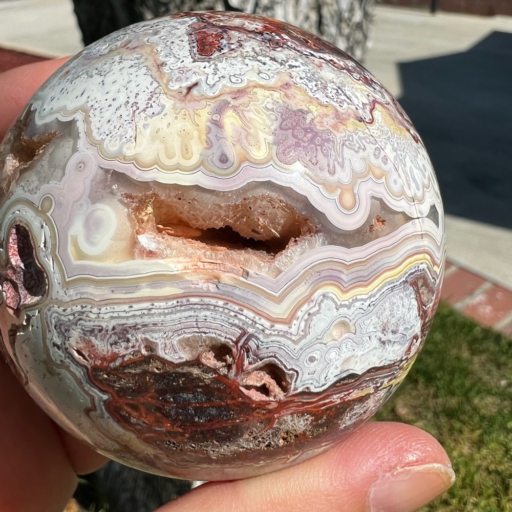 Mexican Lace Sphere With Druzy